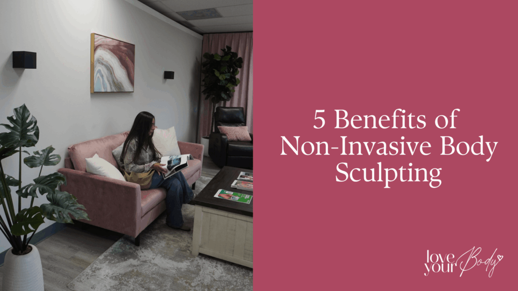 Woman receiving non-invasive body sculpting treatment at a med spa to target stubborn fat and enhance body contours
